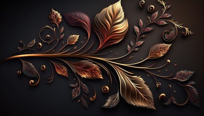 royal and abstract golden floral pattern backdrop for interior decor generative ai