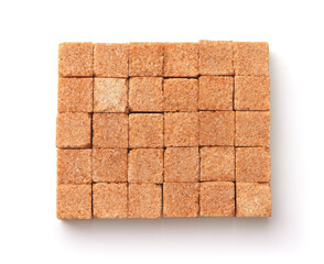 Top view of brown sugar cubes