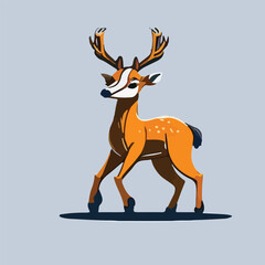Realistic Cute Deer Vector Logo Icon Sports Mascot flat vector illustration