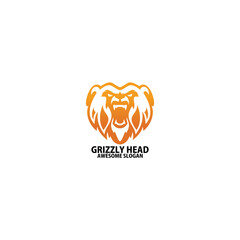 grizzly head logo design gradient line art