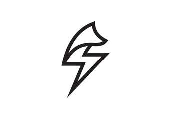 fox lightning logo design, simple electric symbol vector