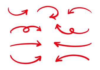 手書きの矢印セット_赤