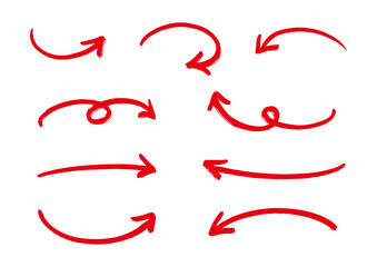 手書きの矢印セット_赤