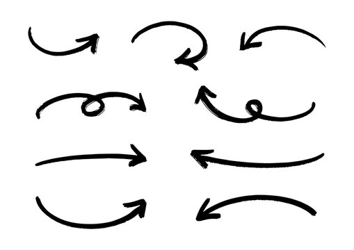 ペンの手書きの矢印セット_黒