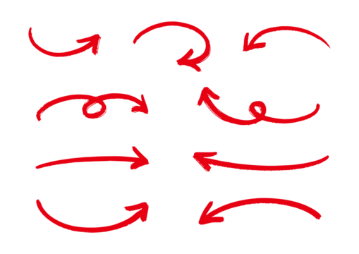 手書きの矢印セット_赤