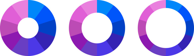 10に分割された円グラフのセット