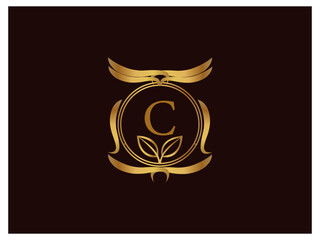 Luxury letter Logo with Heraldic crests and Flourishes Calligraphy Monogram design for hotel, Spa, Restaurant, VIP, Fashion and Premium brand identity. Vintage capital Letter for Monograms and Logos. 