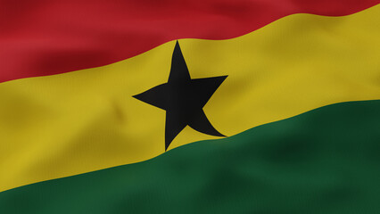 Ghana Flag. Close up waving flag of Ghana