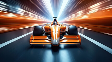 Racing car at high speed. Racer on a racing car passes the track. Motor sports competitive team...