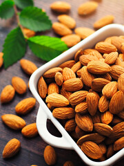 Peeled almonds. Advertising photo for commercial use in online store or marketplace.