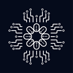 The symbol of technology AI icon, circute symbol for AI concept vector, illustration design. an artificial intelligent icon template design