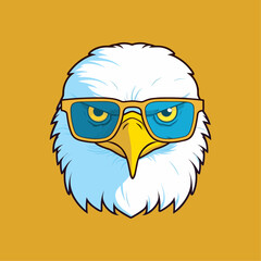 Bald Eagle Head Wearing Sunglasses, Isolated, Vector Art