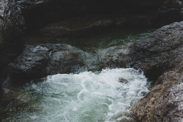 water flowing over rocks