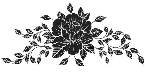 black and white stencil flowers