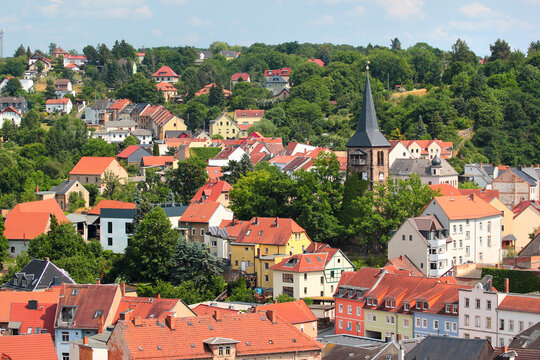 View of the town of Weida in the county of Greiz in the German state of Thuringia from the Osterburg Castle