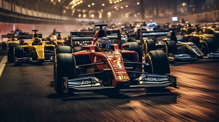 Papier Peint photo Lavable F1 Formula 1 racing Cars, Generative AI