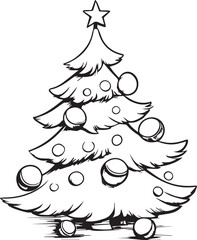 Christmas Tree , colouring book for kids, Colouring Page Vector illustration