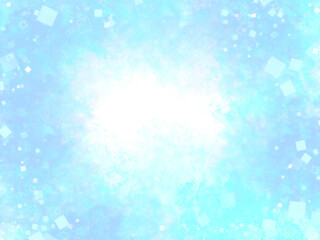 四角の爽やかな青色水彩