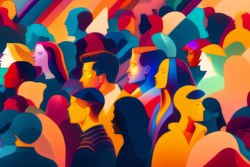 Abstract Crowd in Sci-fi Style