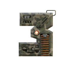 Army Machine 3D Alphabet or PNG Letters