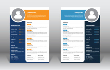 Minimalistic professional cv resume template with clean abstract shape