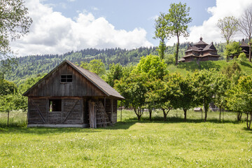 Fototapeta na wymiar wooden church in the Carpathian mountains