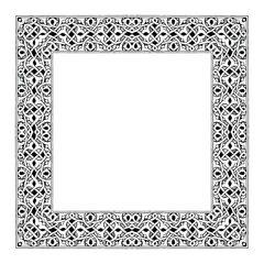 Black and white ornamental frame. Template for laser cutting. Vector illustration.