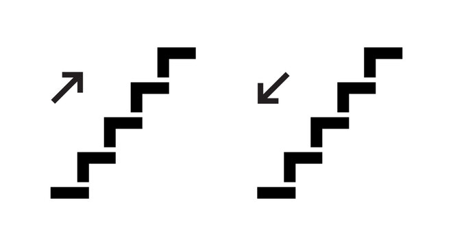 Upstairs and downstairs icon vector. Stairs, ladder sign symbol