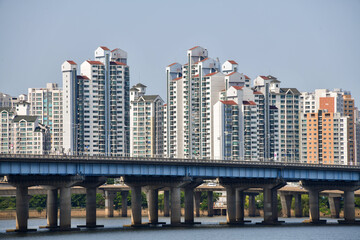 Apartments and Buildings along the Han River in Seoul
