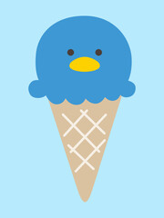 かわいいペンギンのアイスクリームのイラスト