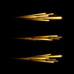 Shining lights in motion with small particles. Ring of fire, Plasma ring on a dark background. Fire comet flying.