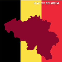 vector map of Belgium with flag background
