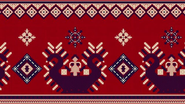 Russian folk pattern. Traditional Russian embroidery pattern . Video motion graphic. Elegant loop design.