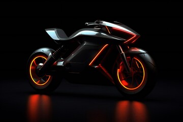 Futuristic electric bike concept on black background Generative AI