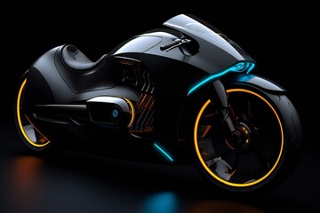 Futuristic electric bike concept on black background Generative AI