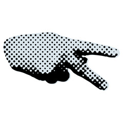 Vector dotted halftone hand with sign language gesture
