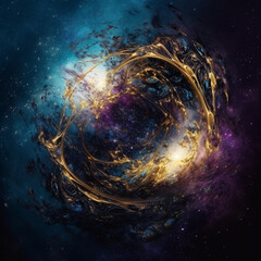 Abstract universe black whole patterns with earth, air, sun, water signs