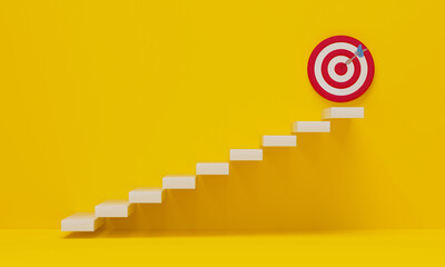 Stairs target arrow on yellow background.