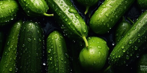 AI Generated. AI Generative. Eco green fresh cucumbers. Vegan plant harvest farm. Graphic Art