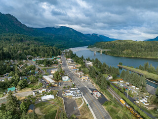 Aerial Cascade Locks Oregon