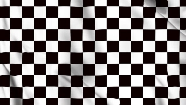 Waving Checker Flag 4K motion graphic video. Animated black and white pattern Chequered Flag, realistic Slow Motion loop. Capturing the speed, intensity, and adrenaline of competitive racing concept