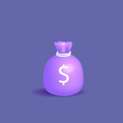 Money bag with dollar icon Cash, interest rate, business and finance, return on investment, financial solution, prepayment and down payment concept.