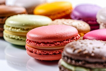 Macaroons delicious french sweet cookies. Generative Ai image