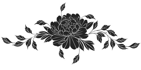 Obraz premium black and white flowers stencil vector pattern