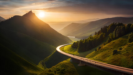 sunset in the mountains