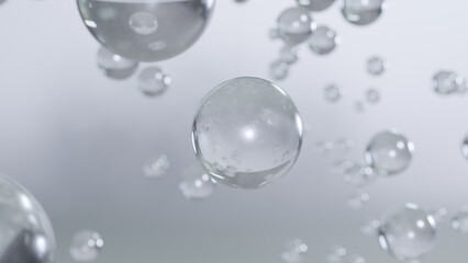 Abstract science background with bubbles on water. cosmetic Moisturizing bubble design magic