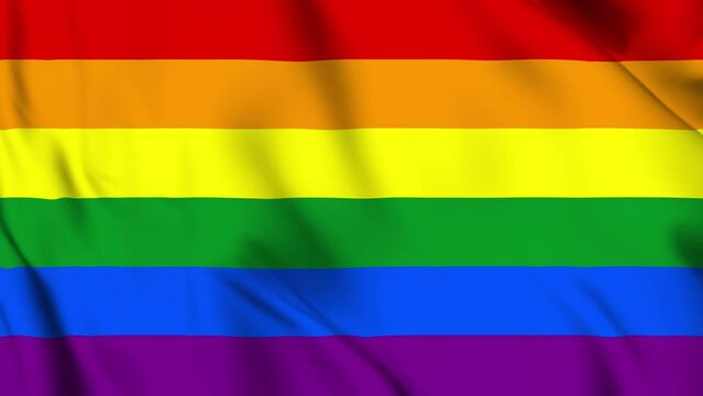 Waving Flag of LGBTQ Rainbow flag video background. Realistic Slow Motion gay pride flag. 4K Loop Motion Graphics. Diversity of the LGBT community and the spectrum of human sexuality and gender