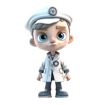 Cute Cartoon Nurse - 3D Illustration. Isolated on White