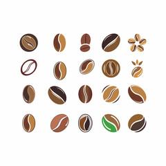 set of coffee bean logo vector icon