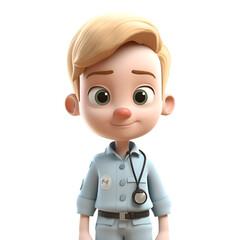 3d render of a boy with a stethoscope around his neck